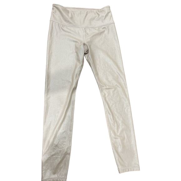 Athleta Leggings Women Small Blush Pink Shimmer High Rise Ballet Dance - Picture 1 of 8